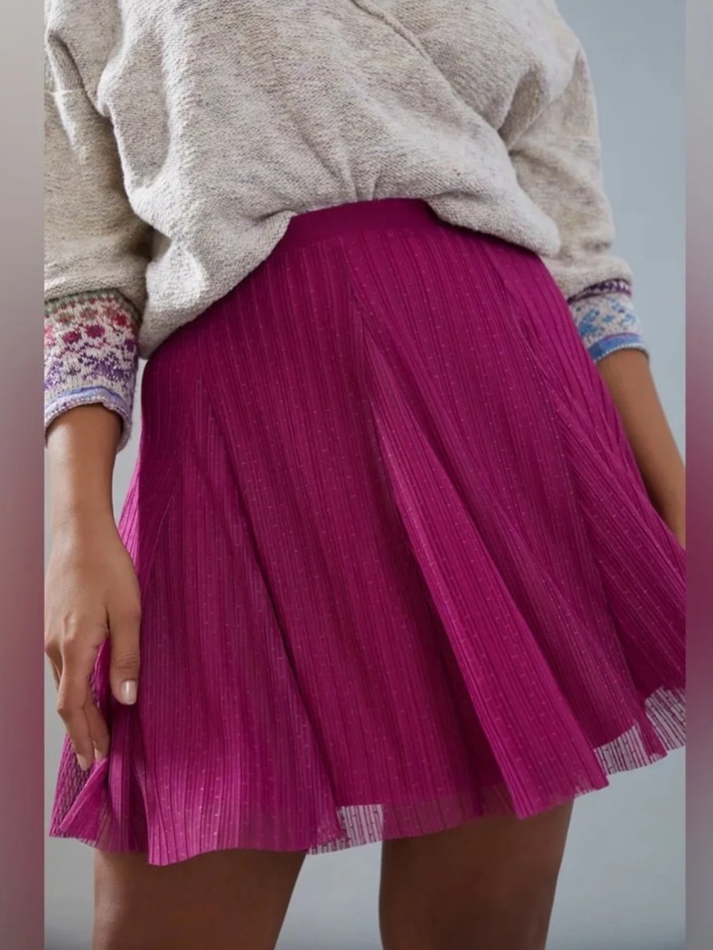Anthropologieโ Maeve Juliette Swiss Polka Dot Tulle Stretch Waist Pink Skirt XL